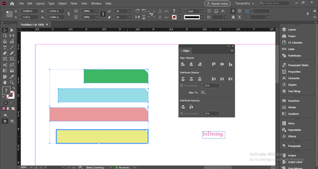 InDesign align output 13