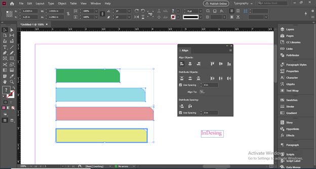 InDesign align output 14