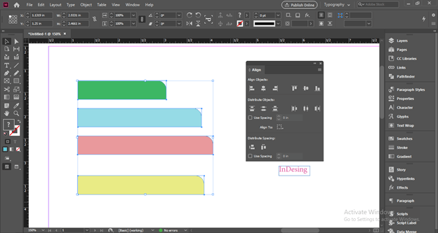 InDesign align output 15