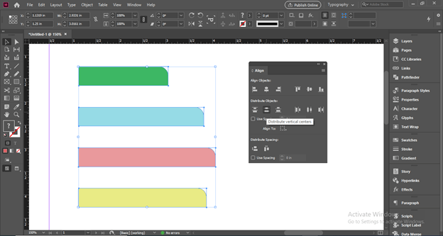 InDesign align output 17