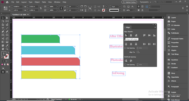 InDesign align output 5