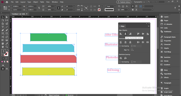 InDesign align output 6