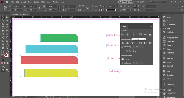 InDesign align output 7