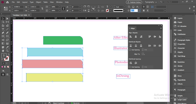 InDesign align output 9