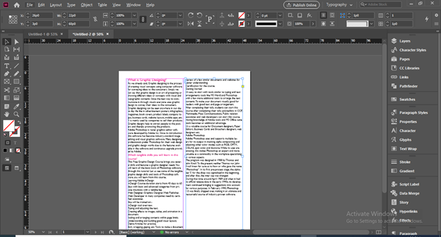 InDesign columns output 12