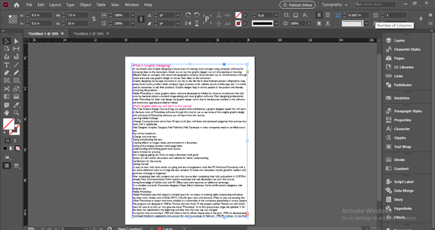 InDesign columns output 14