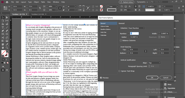 InDesign columns output 18