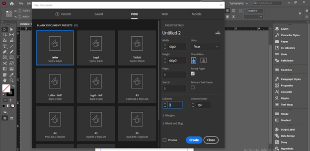 InDesign columns output 4