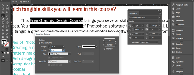 InDesign highlight text output 12