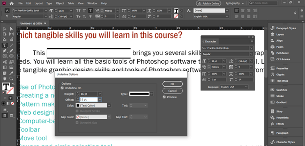 InDesign highlight text output 13