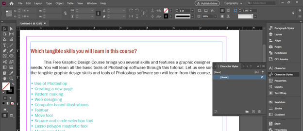 InDesign highlight text output 16