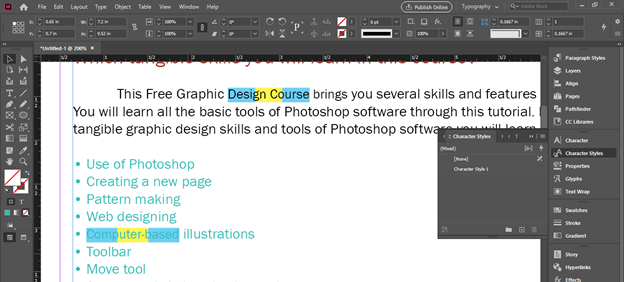 InDesign highlight text output 32
