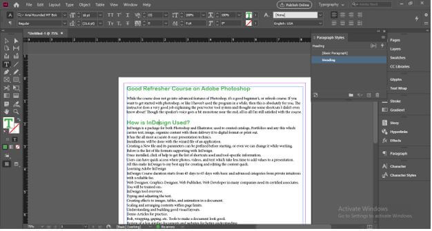 InDesign paragraph styles Output 18