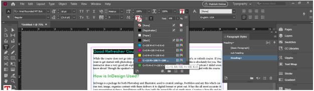 InDesign paragraph styles Output 21