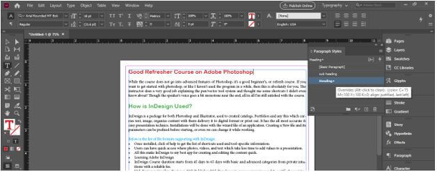 InDesign paragraph styles Output 22