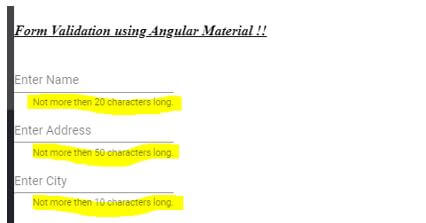 Angular Material Form Validation 1