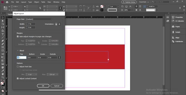 InDesign change page size output 13