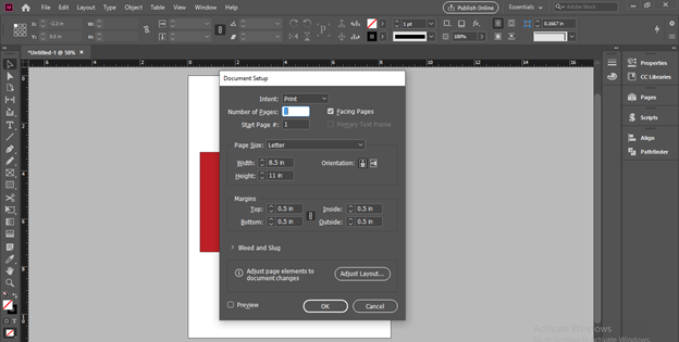 InDesign change page size output 4