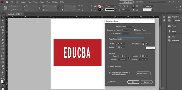 InDesign change page size output 6