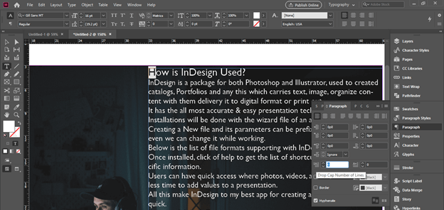 InDesign drop cap output 9