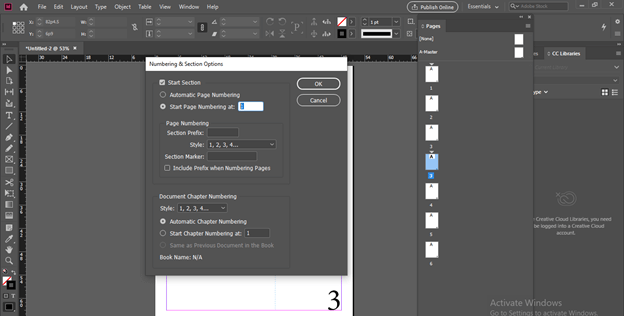 indesign page numbers