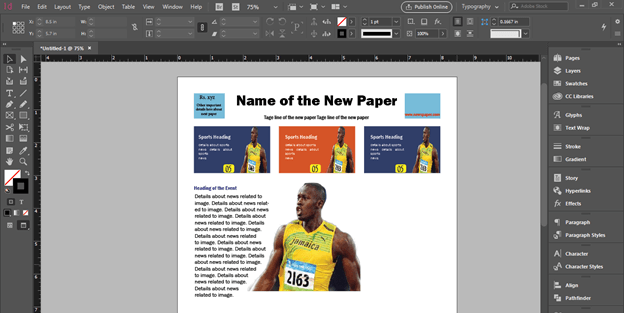 newspaper template for adobe indesign 4 page