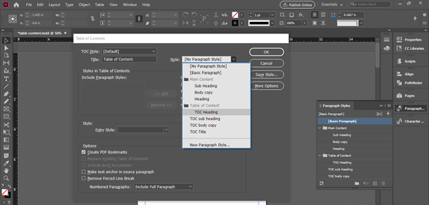 InDesign table of contents output 16