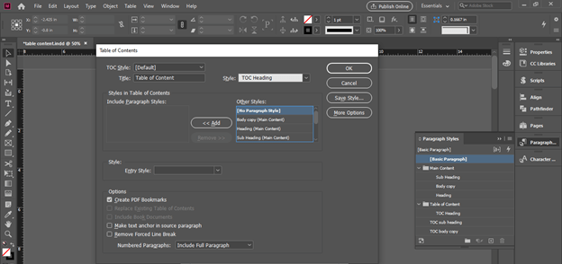 InDesign table of contents output 17