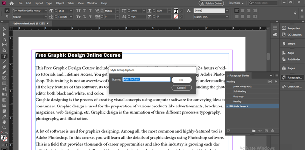InDesign table of contents output 6