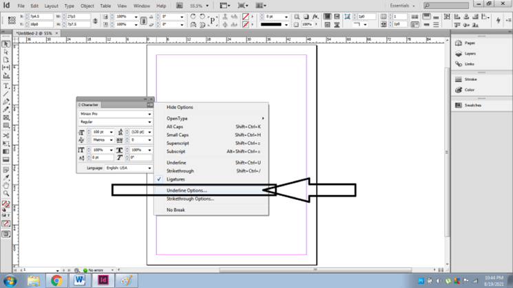 InDesign underline output 8