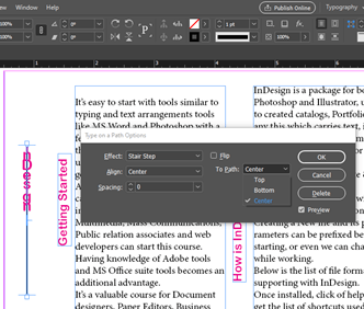 InDesign vertical text output 17.2