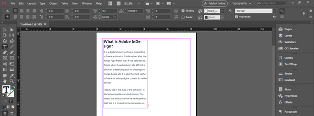 InDesign word count output 10