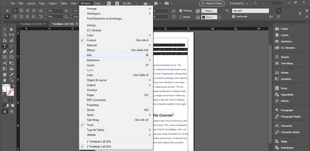 InDesign word count output 12