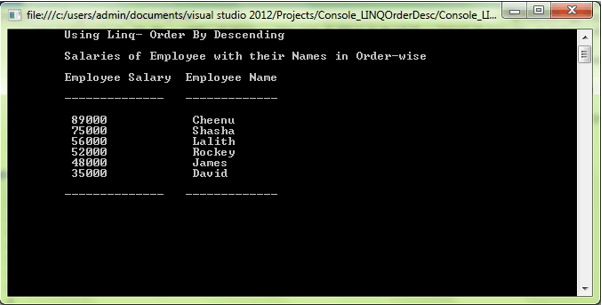 LINQ OrderBy Desc How OrderBy Desc Works In LINQ 