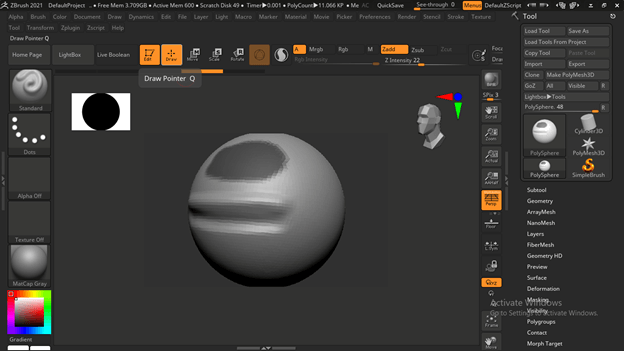 how to toggle windowed zbrush