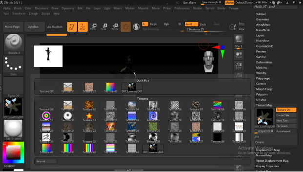 apply texture to zbrush