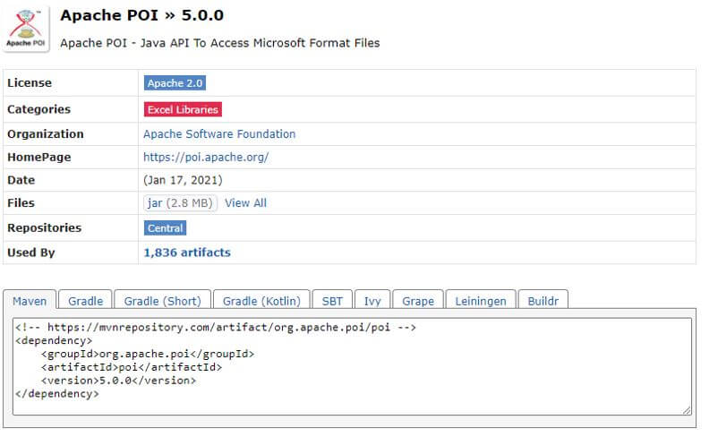 Excel Read Write Example using Apache POI HSSF and XSSF Library