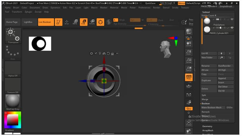 hen go to Subtool panel of Tool bar