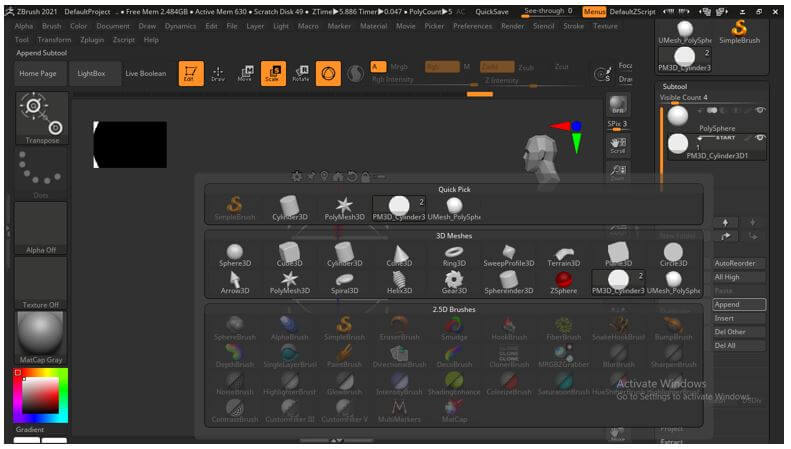 boolian 2 subtools zbrush