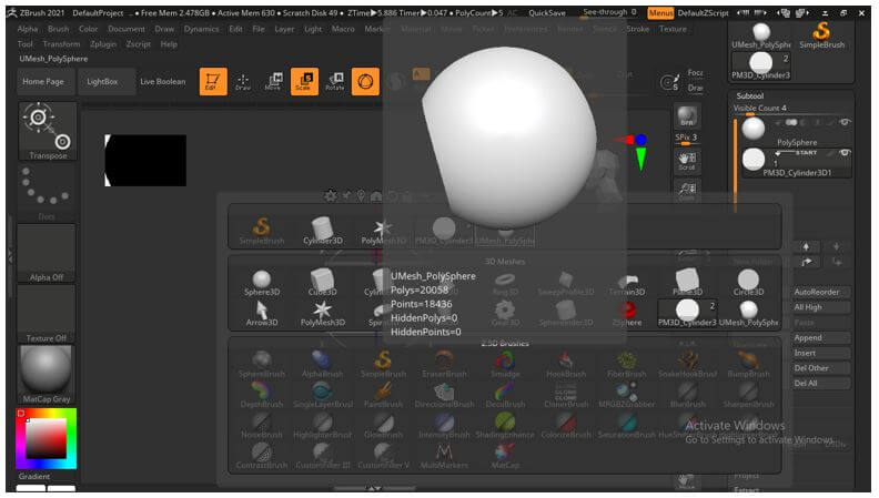 instance booleans zbrush