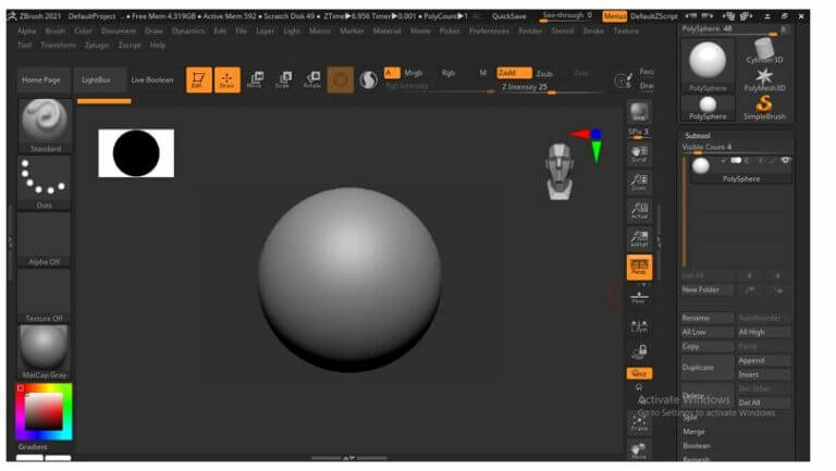 live boolean zbrush only on one subtool