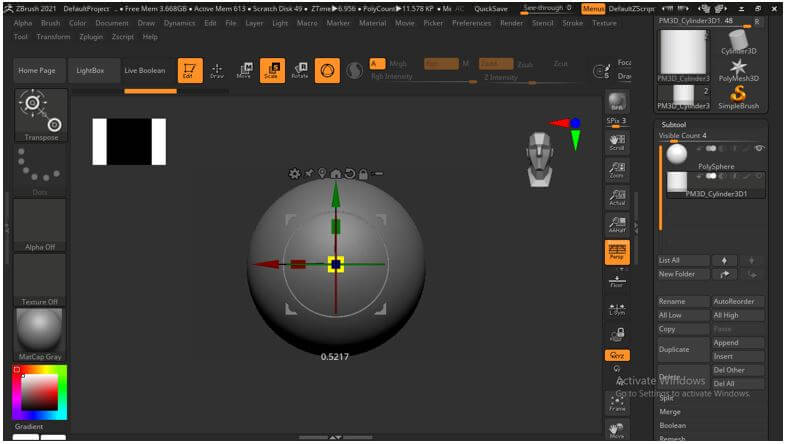 how to cut out boolean zbrush