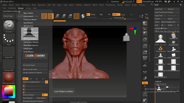 what is a large size for a zbrush project