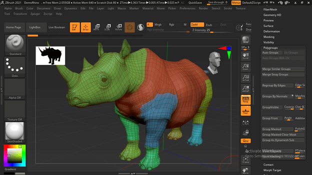 how to separate polygroups in zbrush