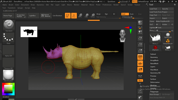 zbrush cant see all the buttons polygroups