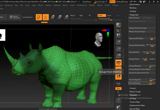 assigning different polygroups materials zbrush