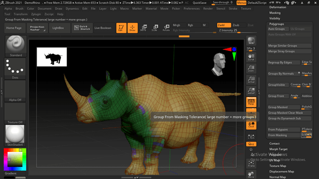 merge polygroups zbrush