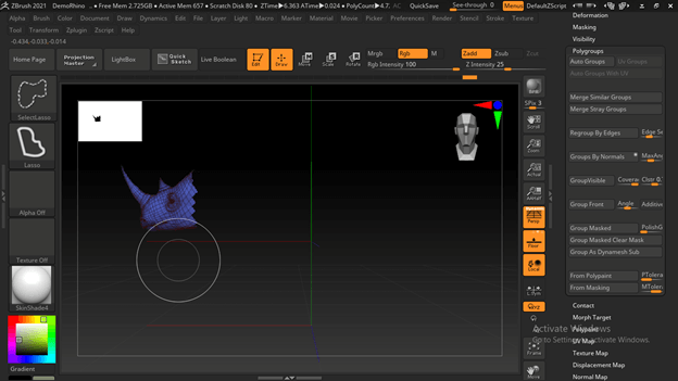 zbrush cant see all the buttons polygroups