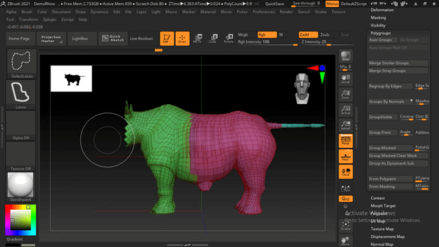 zbrush ctrl shift click to isolate polygroup