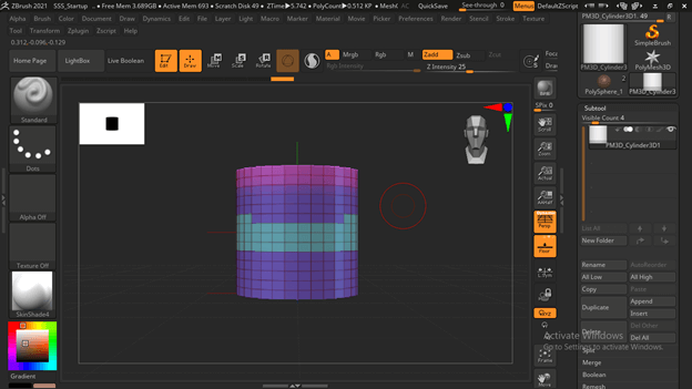 make polygroup zbrush subtool